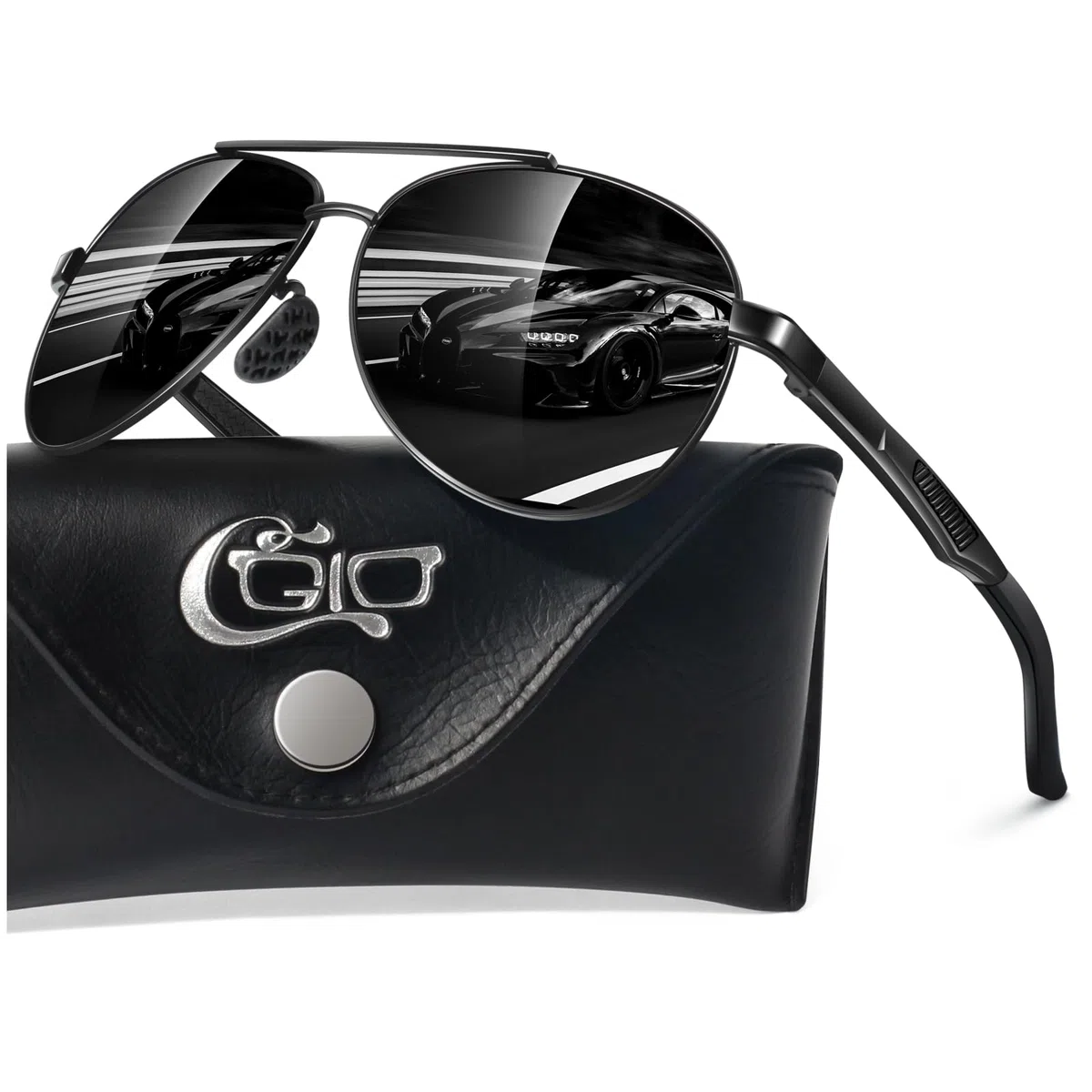 CGID Occhiali da Sole da Uomo Polarizzati Premium Al-Mg Donna Cerniera a Molla UV400 CAT 3 CE Con Custodia