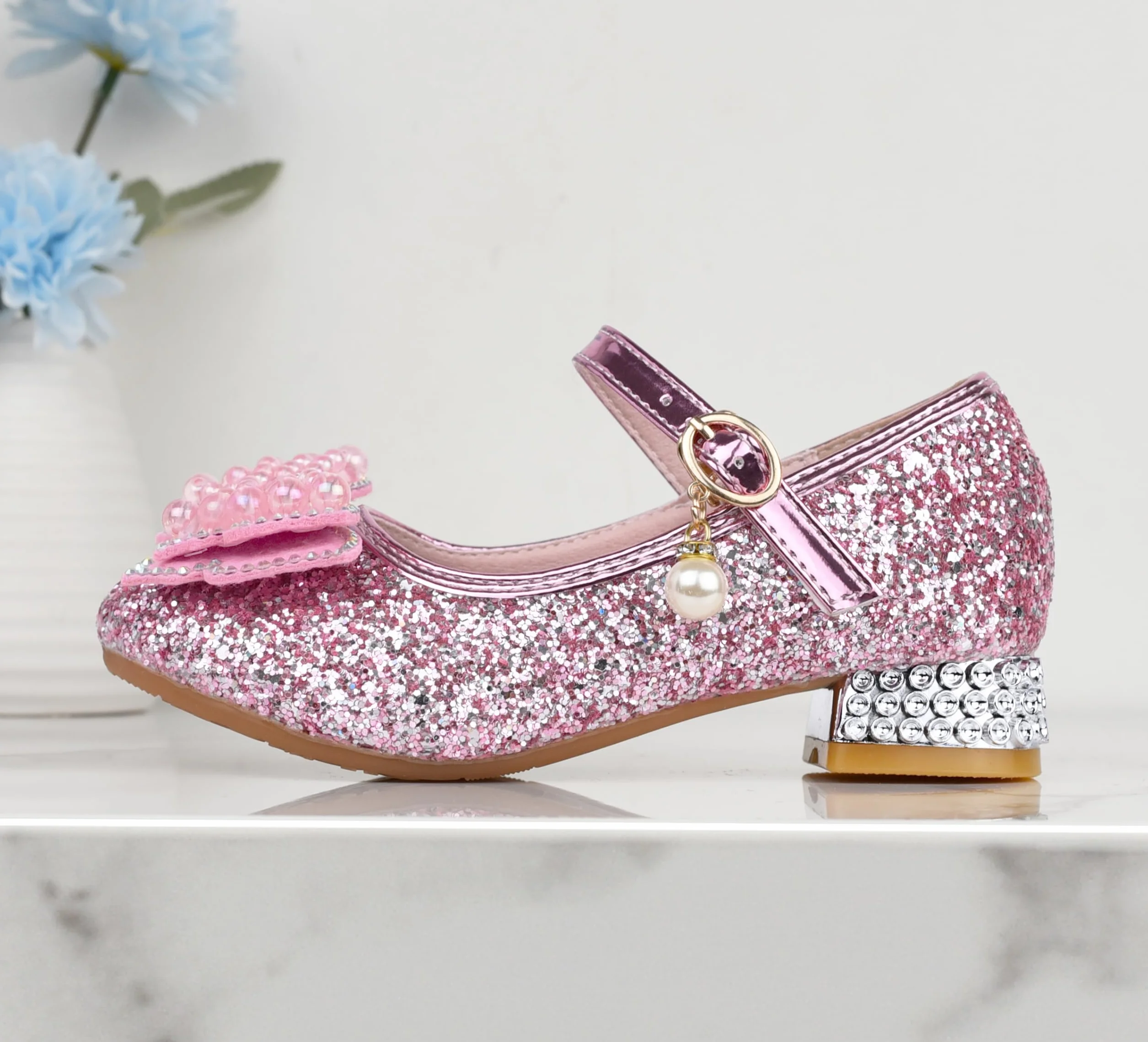 Scarpe Principessa, Scarpe Glitterate per Ragazza Bambina Bimba, Scarpe Cosplay con Paillettes Eleganti per Festa Cerimonia