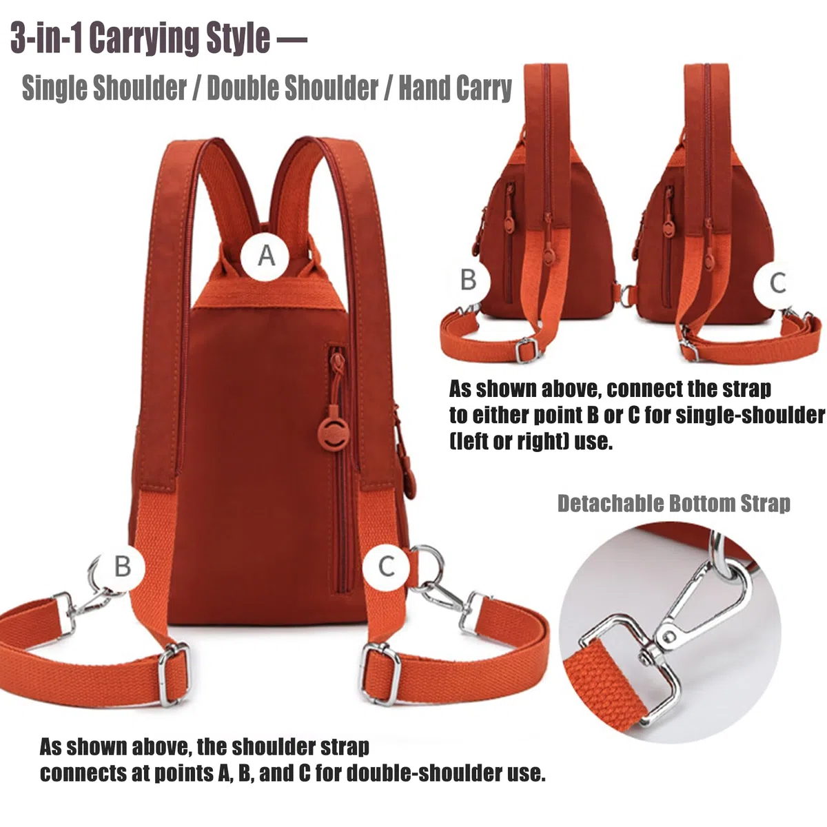 Zaino Monospalla e Zaino 2 in 1 Convertibile Uomo Donna, Borsa Zainetto Unisex in Tessuto Oxford Impermeabile, Leggero e Capiente, Ideale per Lavoro, Viaggio e Tempo Libero