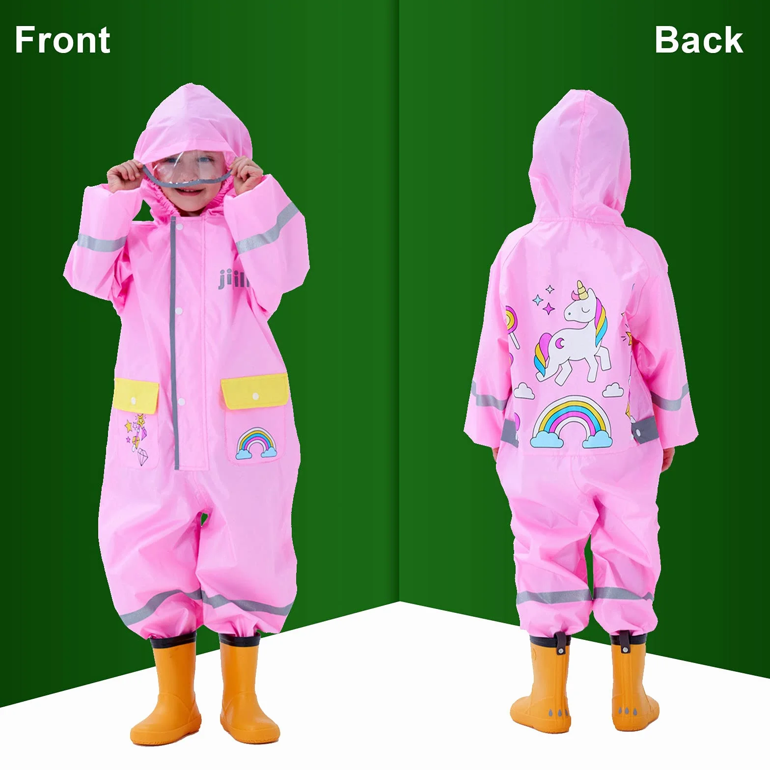 Bambini Impermeabile Ragazzo Tuta da Pioggia Antipioggia con Cappuccio Bambino Bambina Giacca Impermeabili Tute Portatile Sportivo Jogging Unisex Bimba Ragazza Ragazze 1 2 3 4 5 9 7 8 Anni