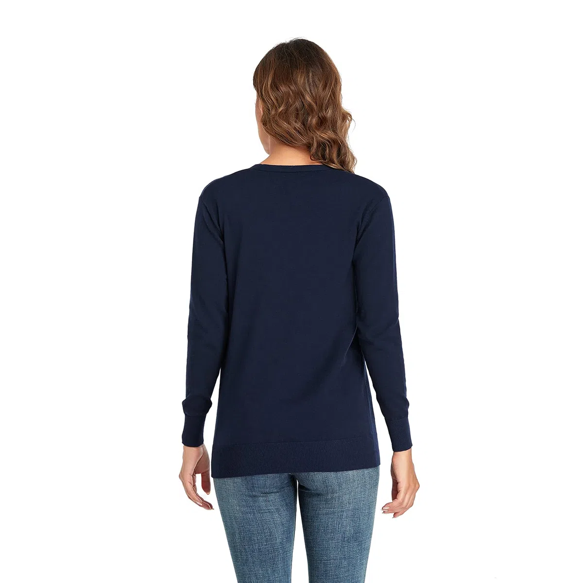 CUNYI Cardigan Donna Scollo a V Maglia con Bottoni Girocollo Classico Manica Lunga Giacca Cappotto Elegante