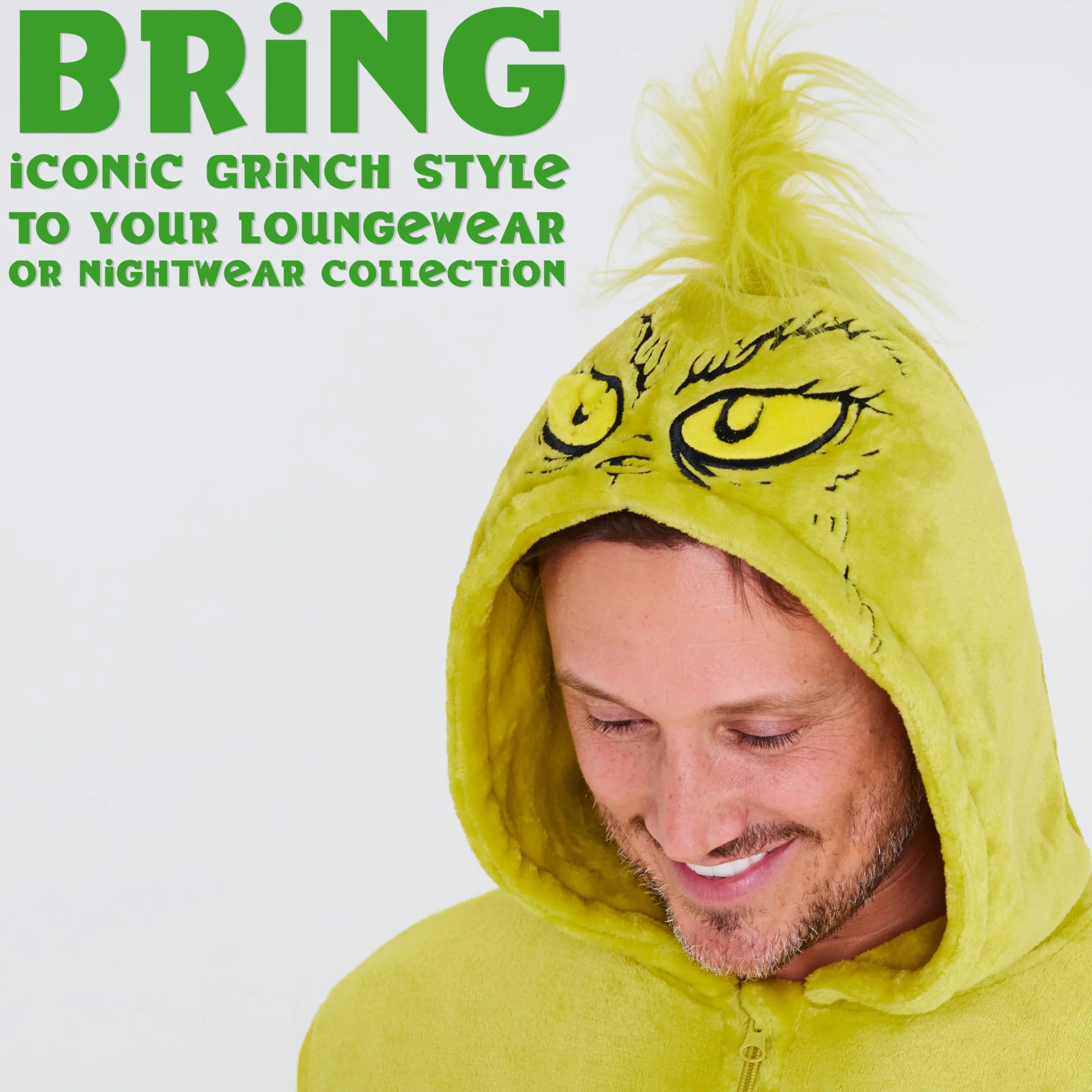 The Grinch Pigiama Intero Uomo con Cappuccio, Soffice Tuta Intera - Regalo Uomo