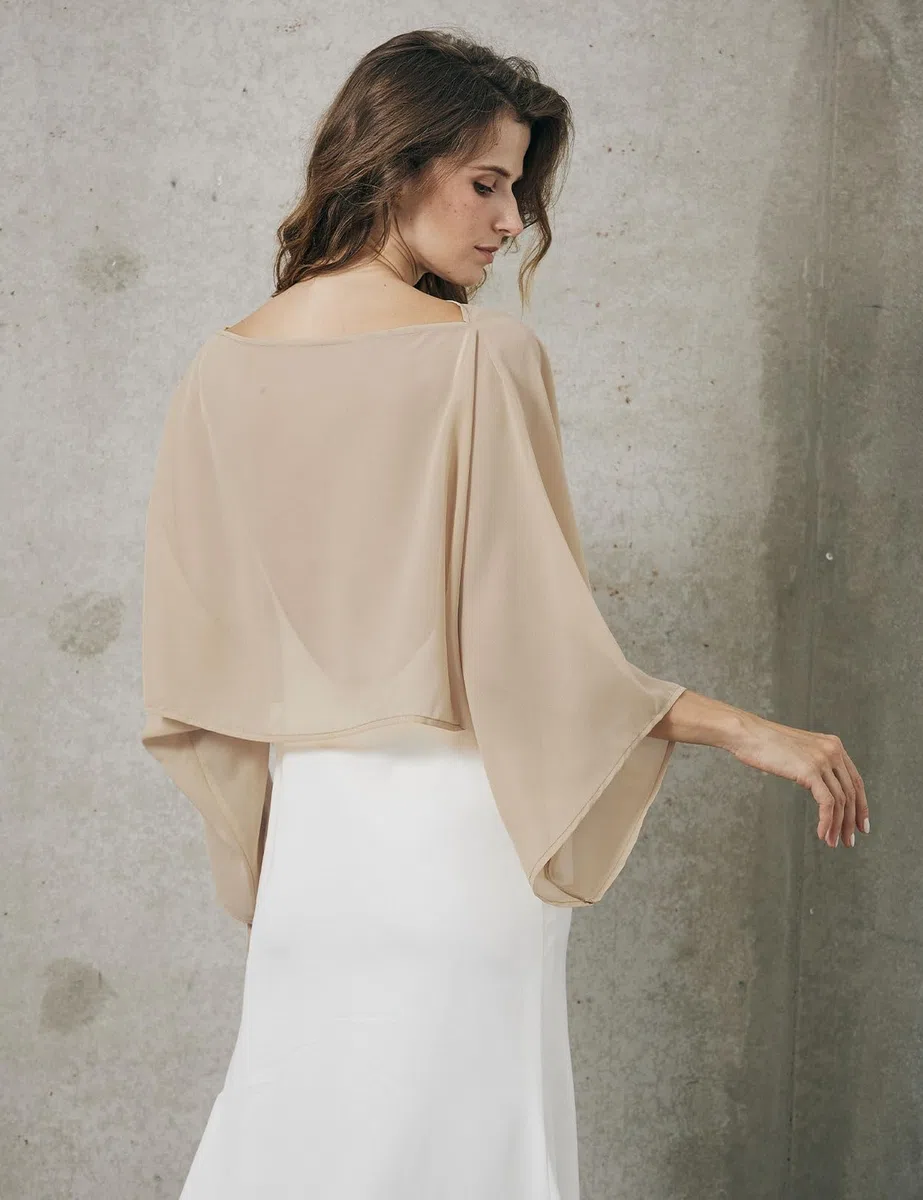 BEAUTELICATE Mantello Bolero Chiffon Top Manica Pipistrello Scialle Stola Trasparente Donna Sposa Damigella d'onore Matrimonio Ospite Serata Cerimonia Estiva