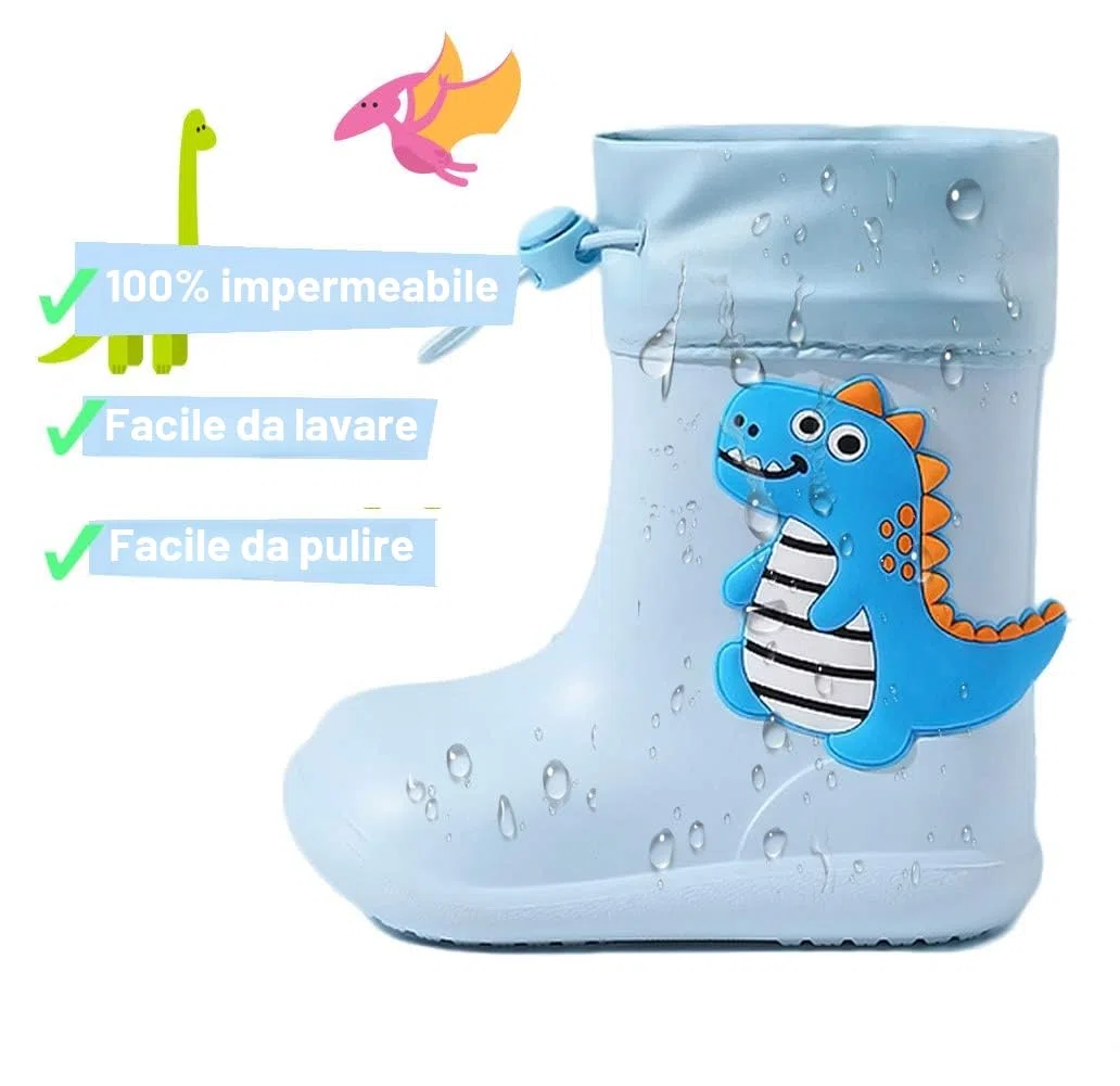 Stivali Bambino e Bambina Ragazzo e Ragazza in Eva Stivali da Pioggia Dinosauro Unisex Antiscivolo Impermeabili…