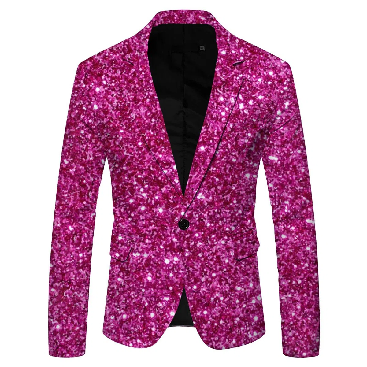 Giacca da uomo con paillettes, sportiva, slim fit, per il tempo libero, casual, per palcoscenico o danza, performance con paillettes, tinta unita (1A, viola, L)