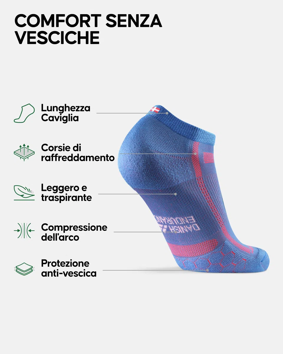 DANISH ENDURANCE Calzini Corti da Corsa, Anti-Vescica, Calze Tecniche Sportive da Running, per Uomo e Donna, 5 Paia