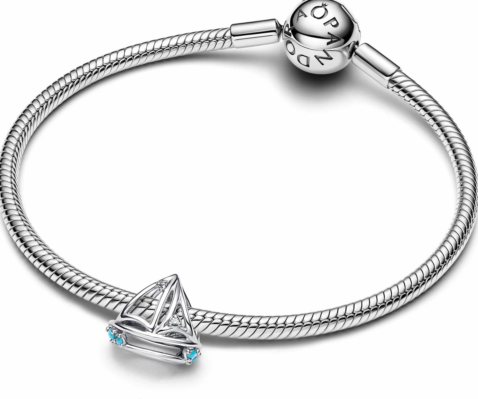 Pandora Moments 793905C01 - Ciondolo a forma di barca a vela, in argento Sterling con zirconi, compatibile, 7,5x10,8x12,2 mm, Argento sterling, Zirconia cubica