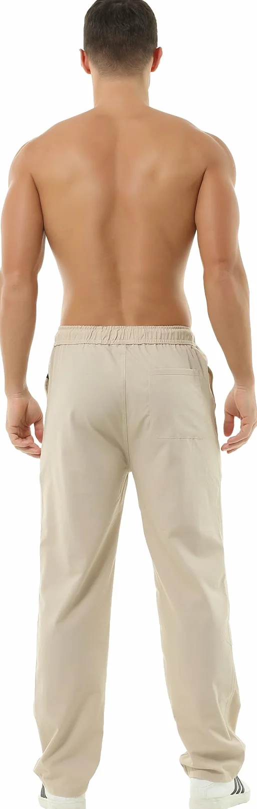HOEREV Pantaloni Casual da Uomo in Lino