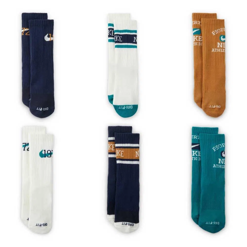 NIKE Calzini Bambino 6PK VARSITY CREW SOCK BN1116, Confezione da 6