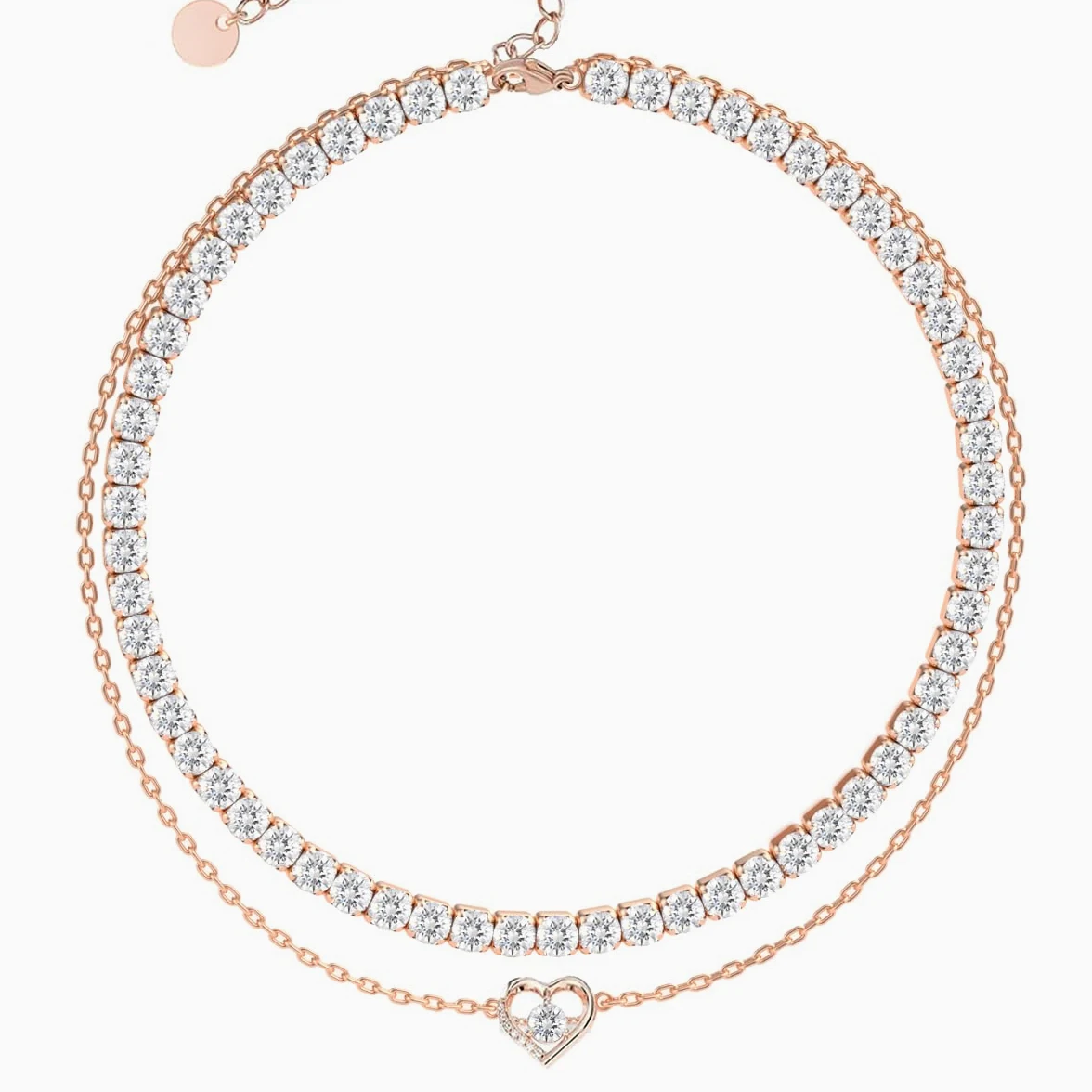Ghirlanda per caviglia a stile tennis con moissanite, diamanti coltivati in laboratorio da 4mm, argento placcato spessore con oro rosa 18K, ghirlanda per caviglia d'oro regolabile, regalo di gioielli