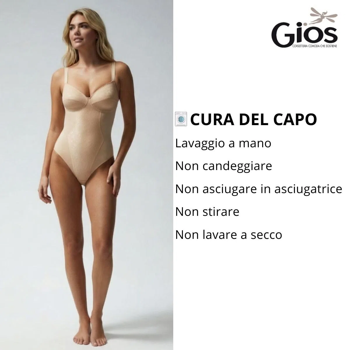 GIOS Body Donna modellatore Liscio Senza Ferretto Art. 523 Coppa B