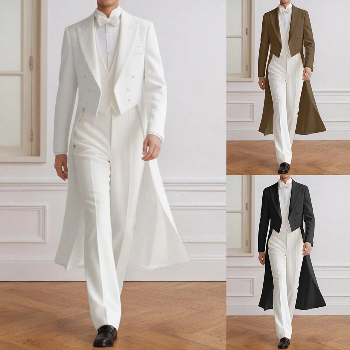 Genérico Blazer per Festa del Principe Smoking Ricamo Costumi da smoking per gli uomini Vestibilità stretta Spettacolo di Magia Formale Costume FRAC di Cos Cappotto Lungo