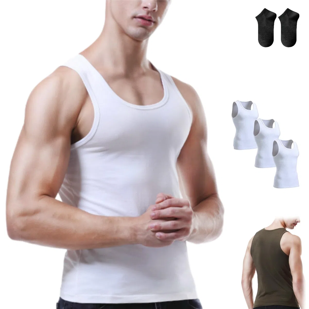 Premium Ultra-Soft Cotton Fitted Tank 3 Packs for Men & Women,Breathable Stretchy Casual Undershirts,Vest for Sport & Gym