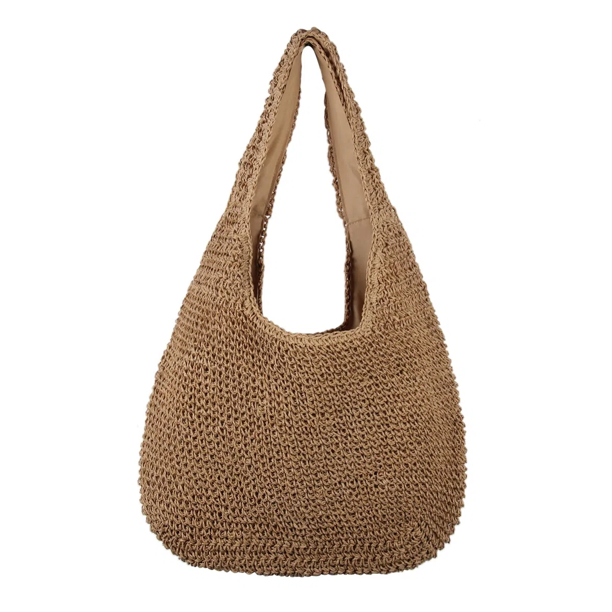 Borsa a tracolla da spiaggia estiva in paglia per donna, borsa intrecciata a mano casual di grande capacità