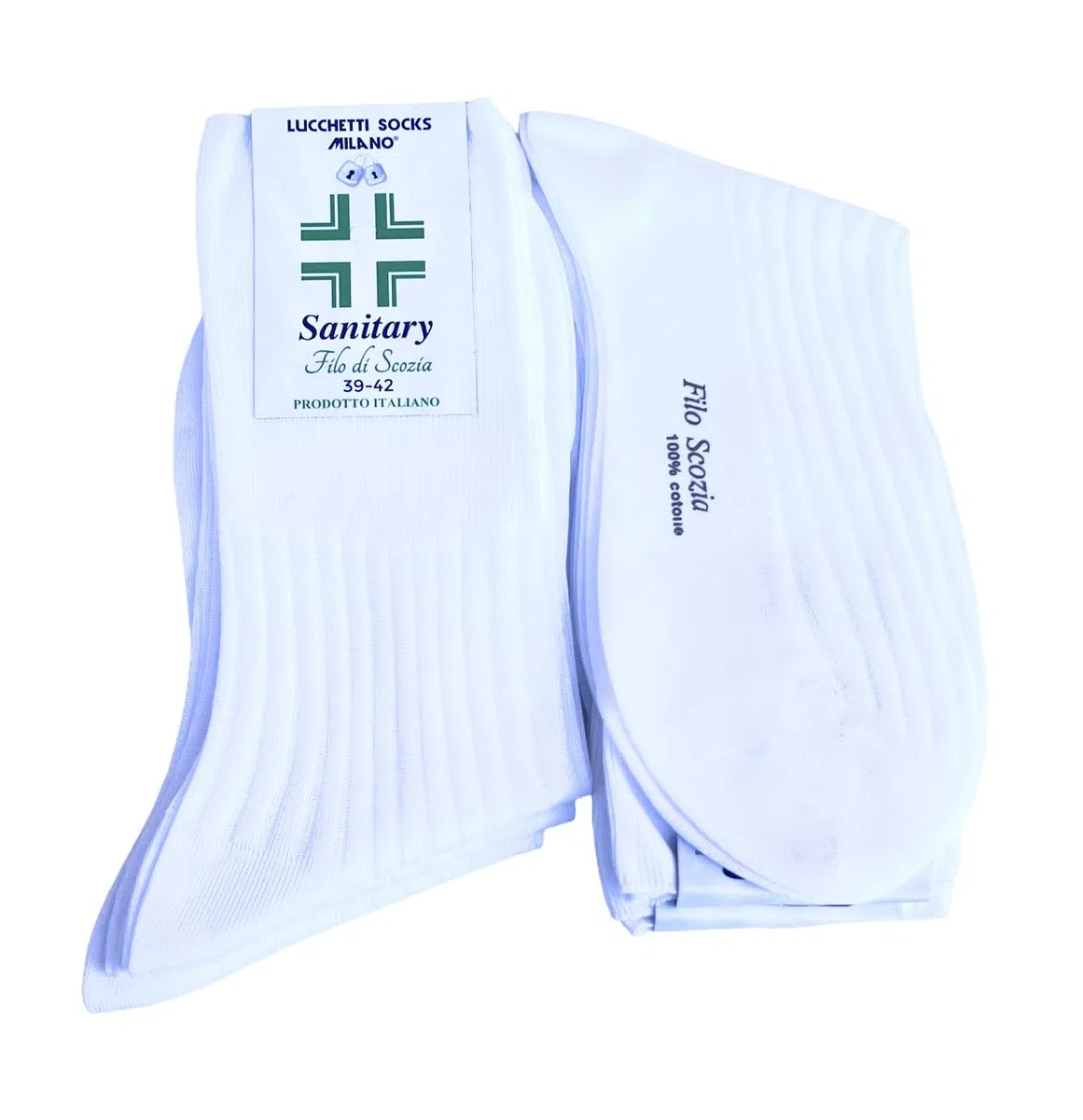 Lucchetti Socks Milano 6 PAIA calze da uomo SANITARIE filo di scozia 100% cotone rimagliate Made in Italy