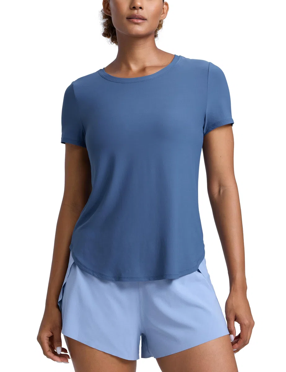 CRZ YOGA Cloudweight Maglie a Maniche Corte per Donna Top da Allenamento con Spacchi Laterali
