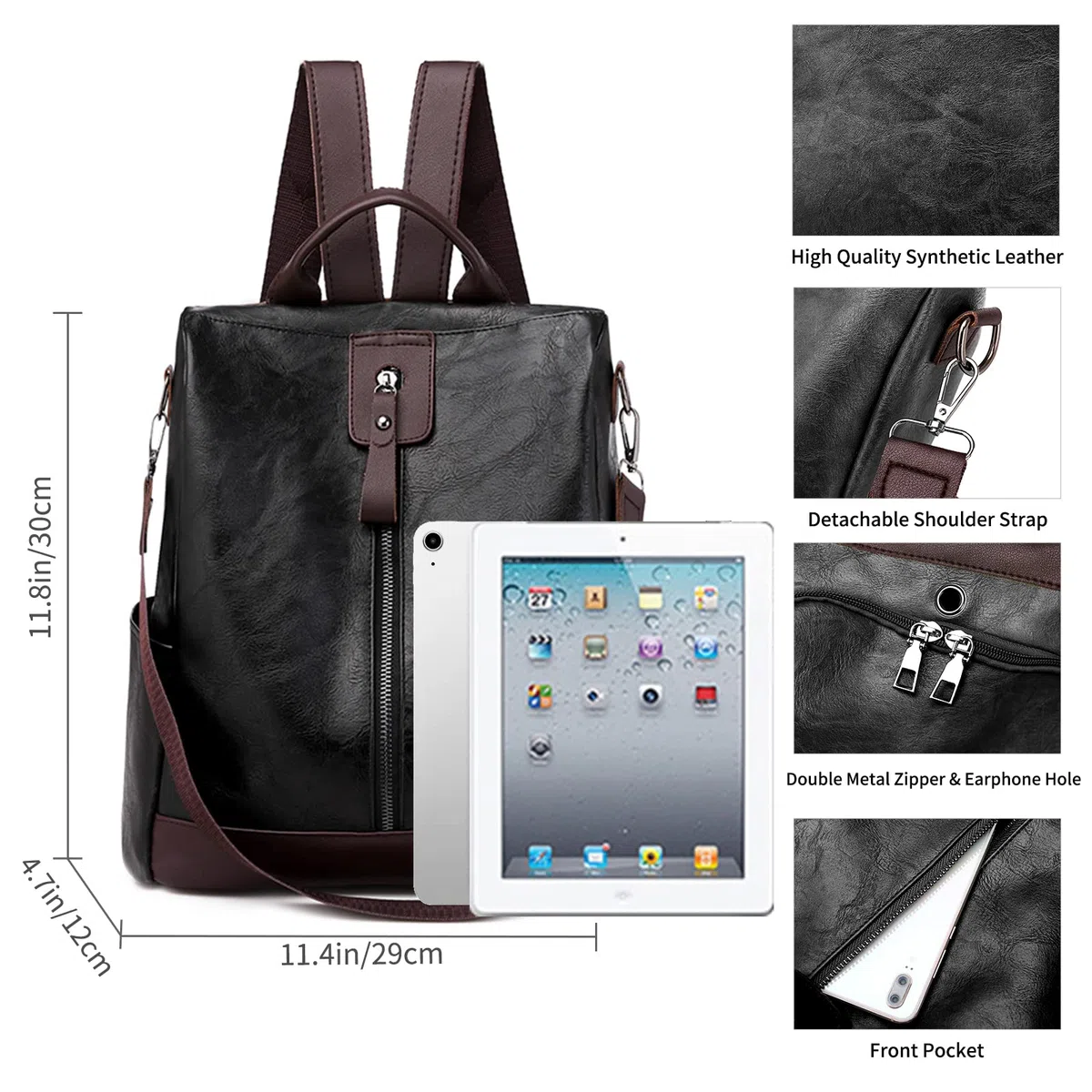 Zaino Donna Pelle Casual Antifurto: Borsa Zainetto Donna Piccola Elegante Impermeabile Daypack per Universitá Scuola Shopping Lavoro