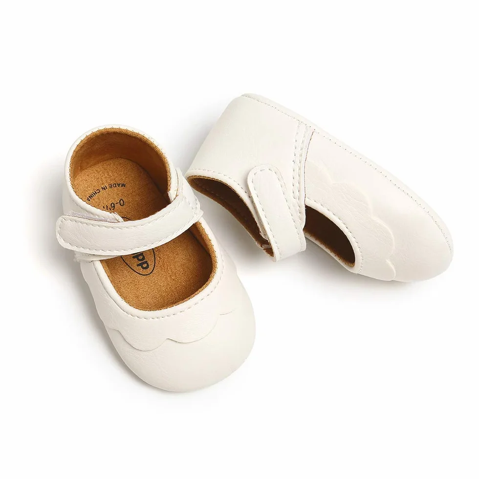 MASOCIO Scarpine Neonata in Morbida Pelle Scarpe Bambino Primi Passi con Suole Morbide Scarpette Antiscivolo per Bimba 0-18 Mesi