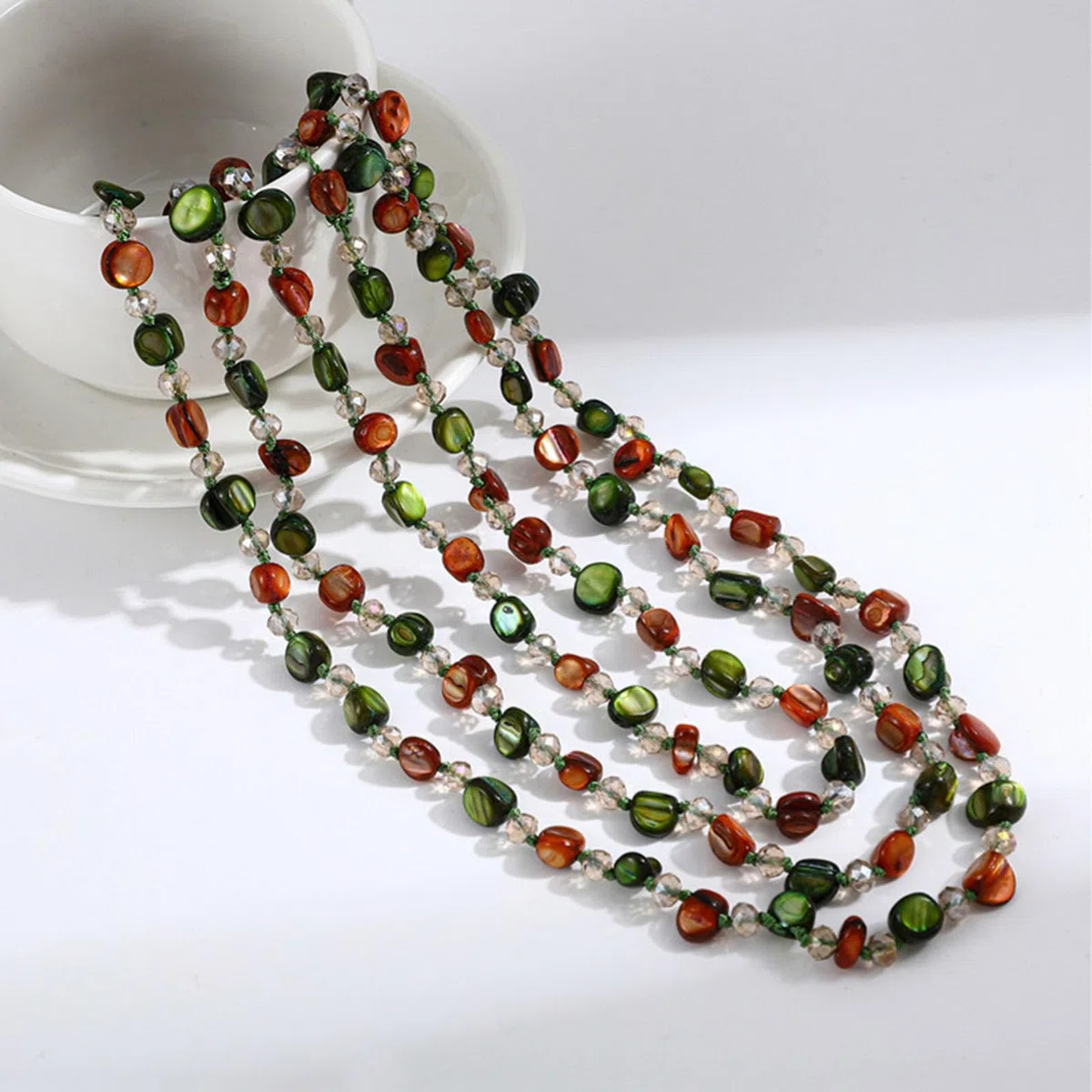 Collana lunga con perline irregolari colorate, collane lunghe estive da spiaggia, gioielli bohémien da donna (Style E)