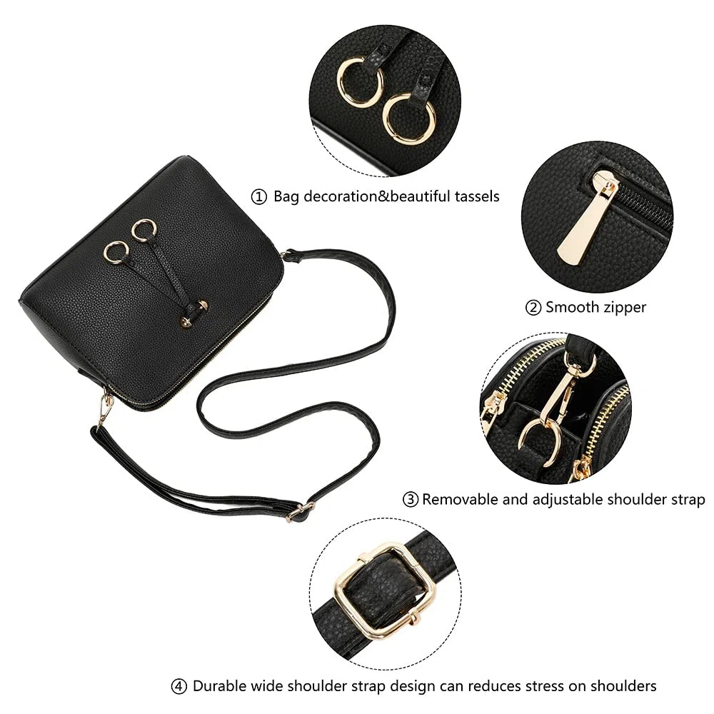 ELIOX Borsa a Tracolla Donna Piccola con 3 Scomparti Capienti - Borsa Mano PU Pelle Sintetica - Borsetta Moda Borse Spalla- Crossbody Bag
