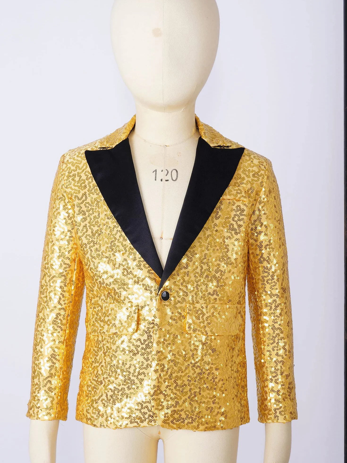 inlzdz Abito da Smoking Bambino Ragazzo Giacca con Paillettes Vestito da Cerimonia Sera Party Giacca Elegante Brillantini Blazer Cappotto da Batessimo Slim Fit 5-14 Anni