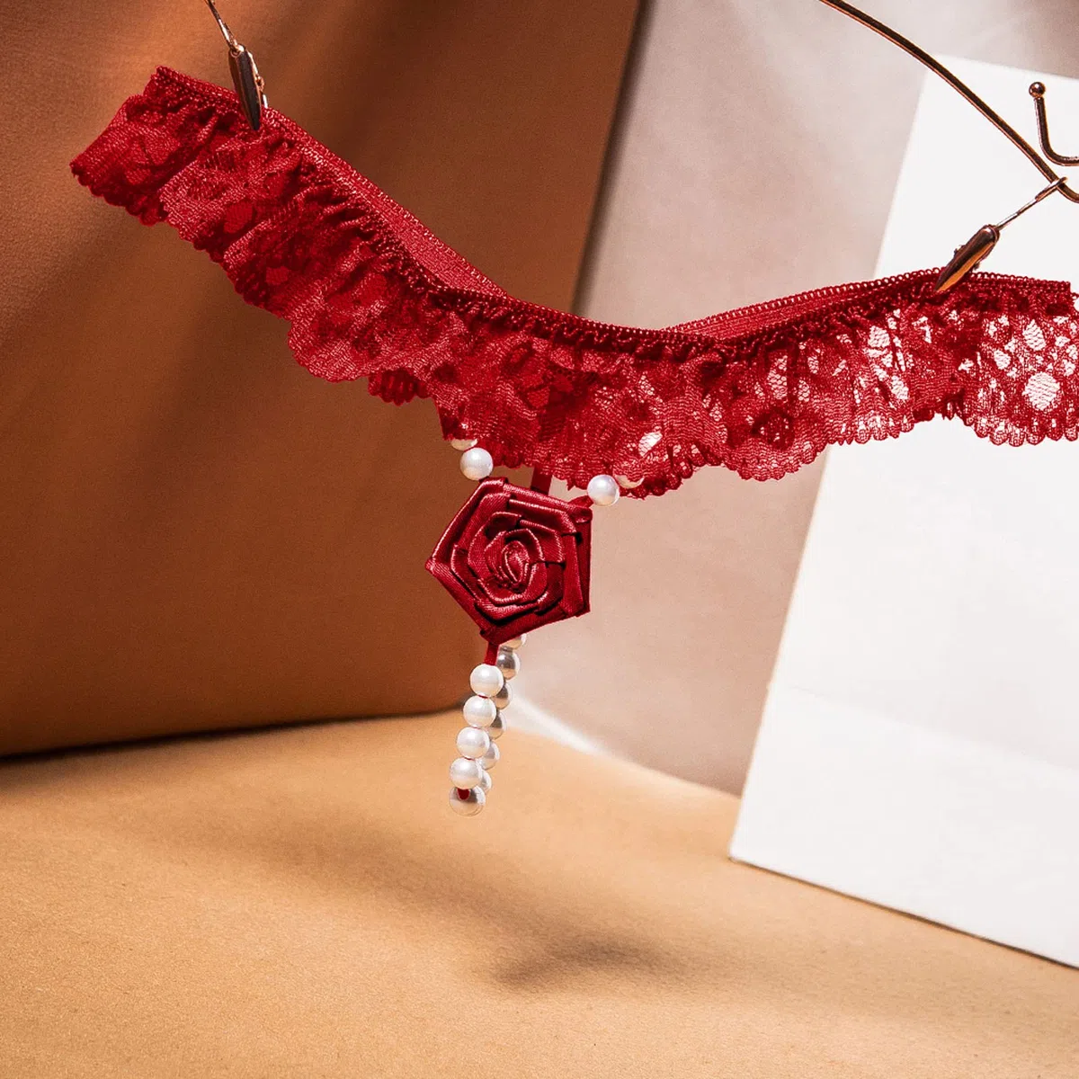 2025 - Biancheria intima da donna perizoma in pizzo bikini mutandine G String perizoma stretch Ladie Lettera perizoma perizoma perizoma donna biancheria intima set rosso