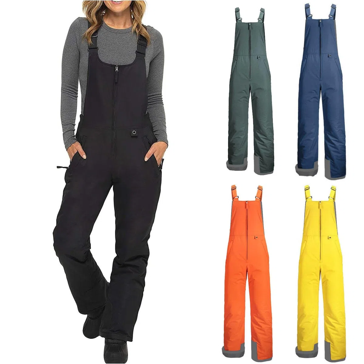 Pantaloni da sci da donna, impermeabili, da neve, da uomo, con imbottitura termica, con salopette regolabili, per attività all'aria aperta, antivento, per snowboard, invernali, caldi, in softshell