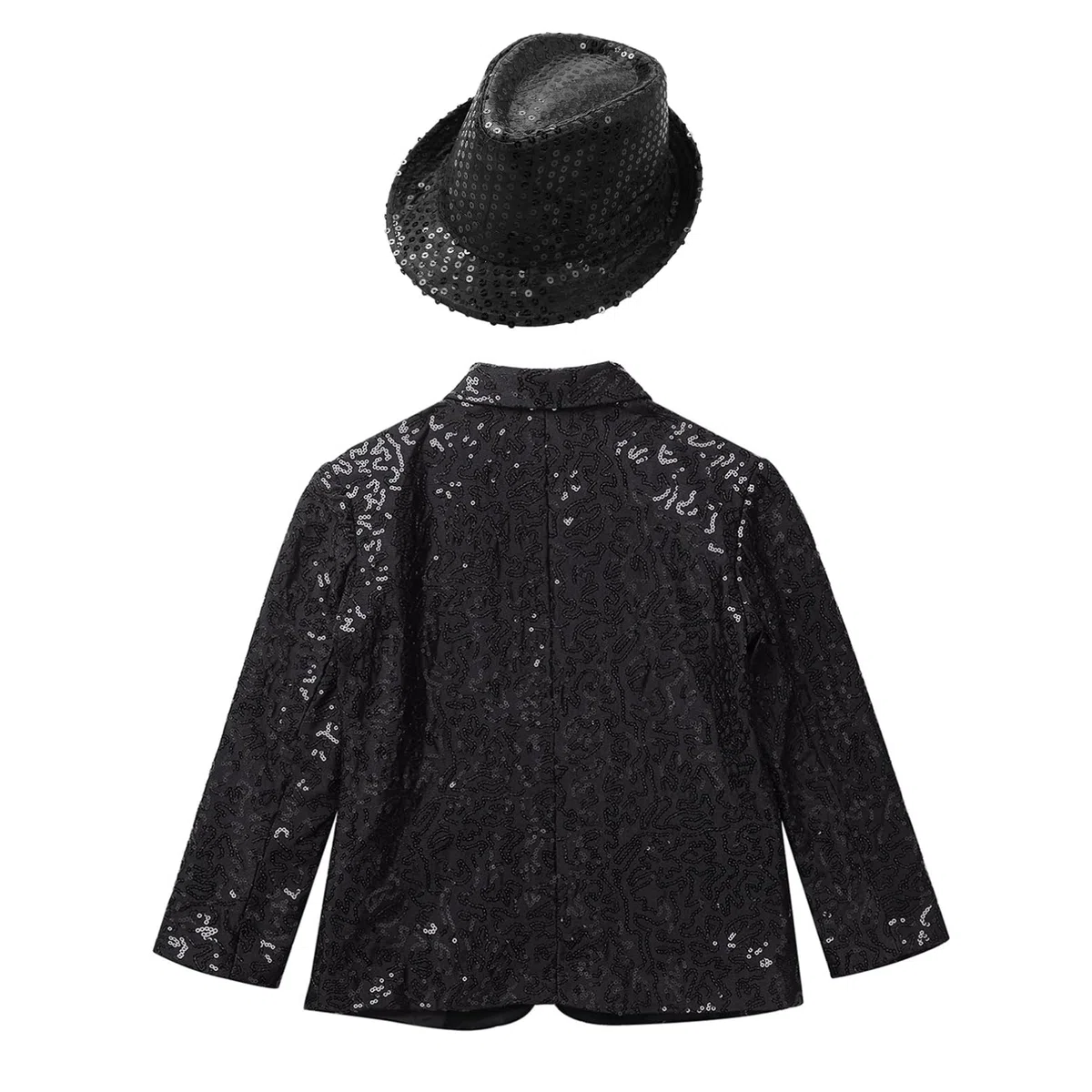 inhzoy Blazer Giacca Paillettes Bambino Gentleman Tuxedo Smoking Giacca Elegante Brillantini con Cappello Abito da Battesimo Festa Sera Capotto da Banchetto Compleanno