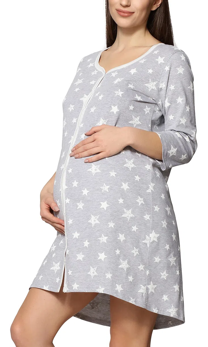 Be Mammy Camicia da Notte di maternità da Donna con Manica 3/4 e Funzione di Allattamento