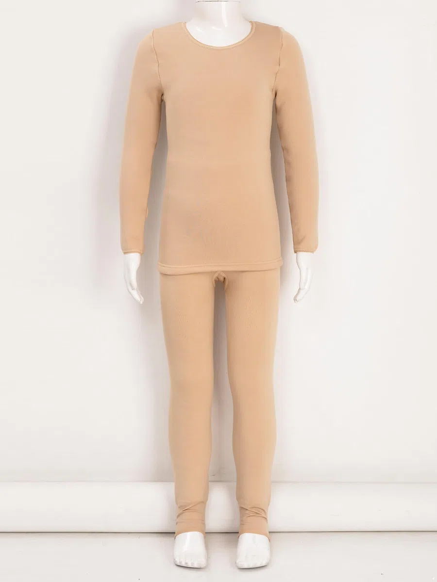 Bambino Ragazza Biancheria intima Termica Pile Set Top e Pantaloni Caldi Inverno 1-14 Anni