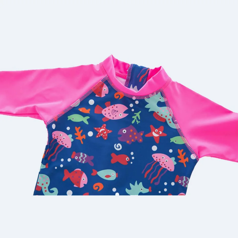 Tuta Costume da Bagno Intero Ragazze Bambina Protezione Solare UPF 50+ con Cappello da Sole Cartone