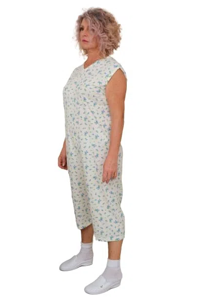 FERRUCCI COMFORT Pigiama Sanitario Estivo Smanicato con Cerniera Zip sul Dorso in 100% Cotone - 9012/7 - Donna e Uomo - per Anziani, Incontinenza, Alzheimer