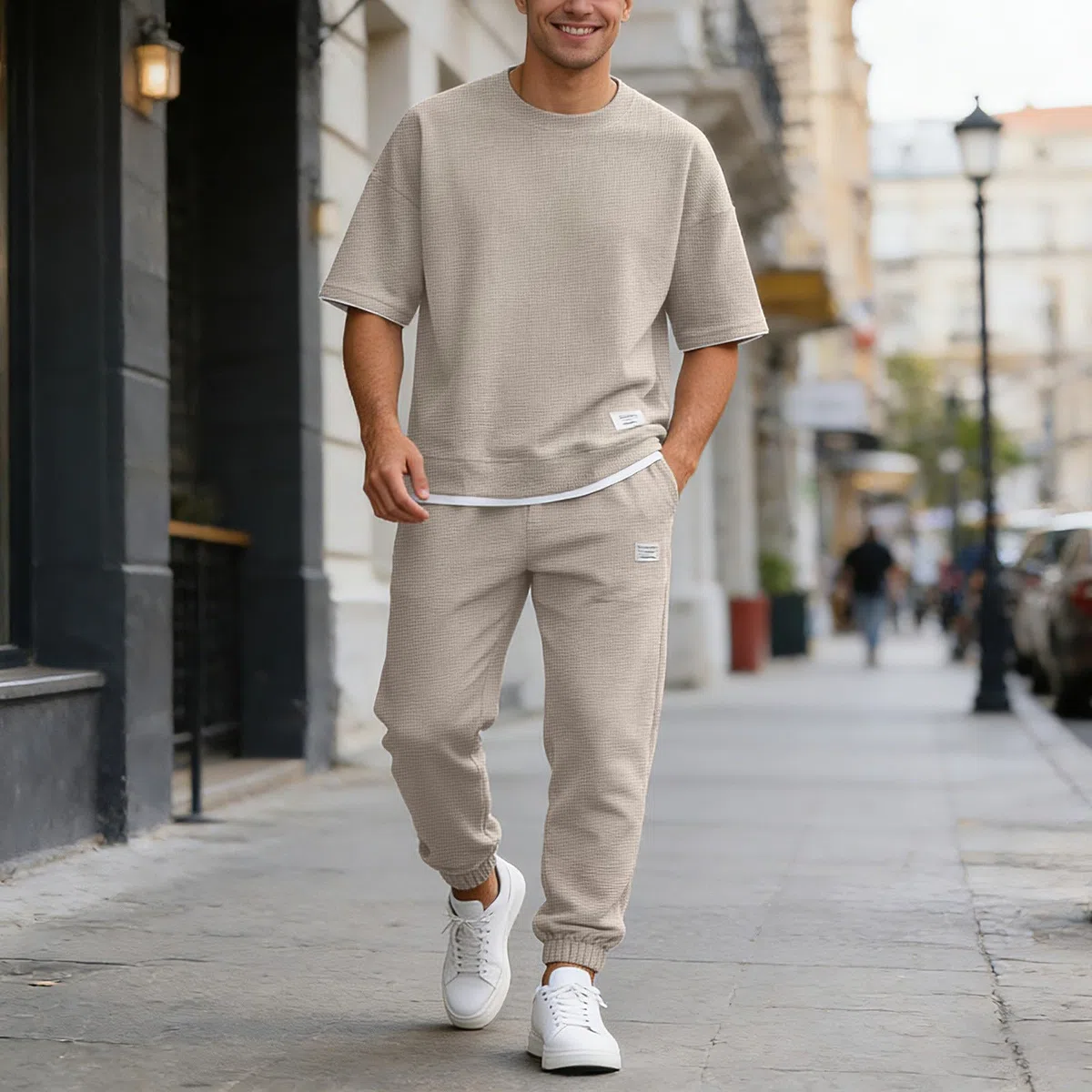 Completo Estivo Uomo - 2 Pezzi Tuta Estiva Casual Per Spiaggia Completi Tute Da Ginnastica T Shirt Manica Corta + Pantaloni Set Leggera Sportivi Magliette Corta Scollo Tondo