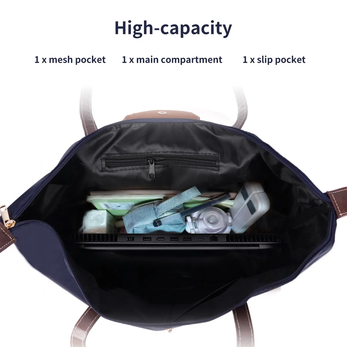 Borsa a tracolla da donna Borsa pieghevole in nylon di grande capacità per le signore Tote Shopping Bag