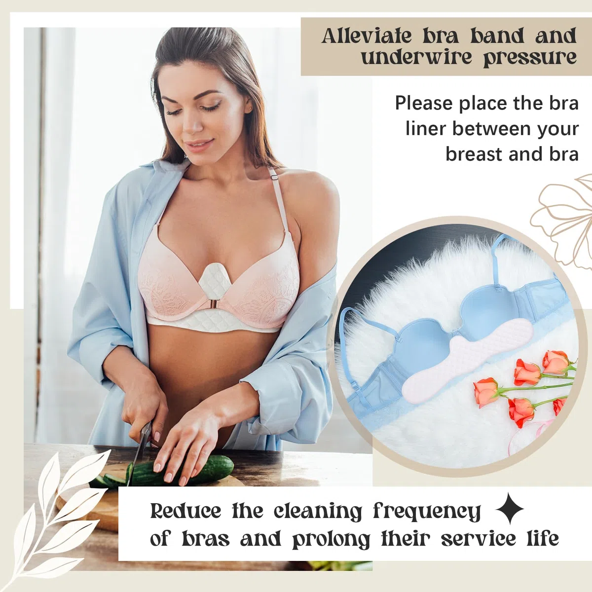 Boyiee 9 Pezzi Cuscinetti Antisudore per Reggiseno in Cotone Fodera per Reggiseno Pad Assorbi Sudore Sottoseno per Donna