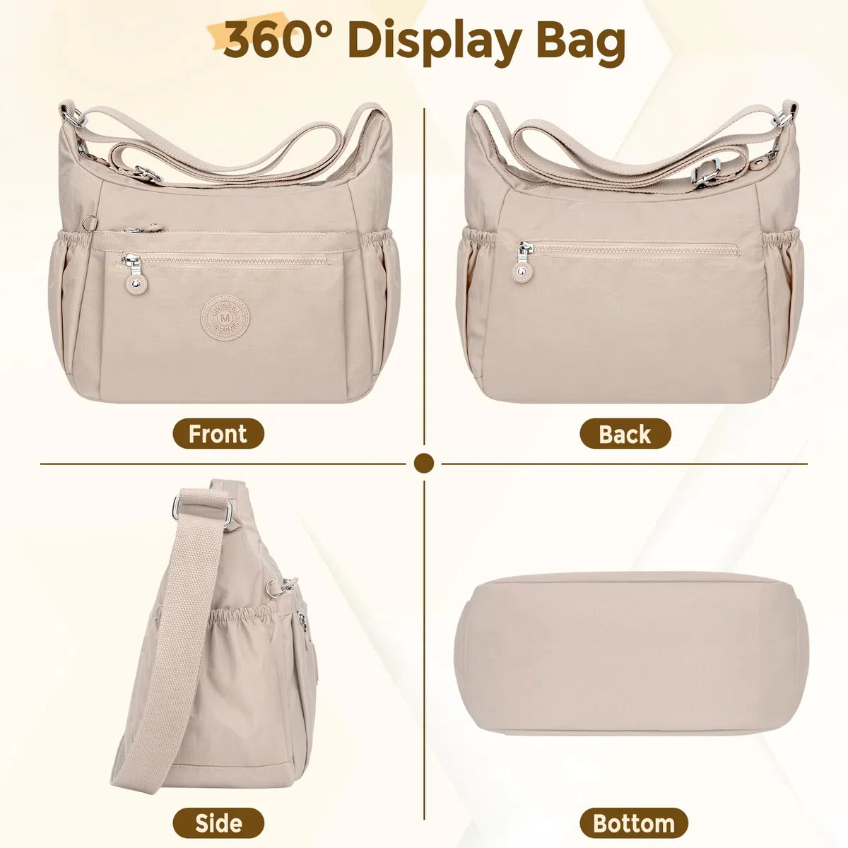 Borsa a Tracolla da Donna, Borsa Tracolla Grande Multitasche in Nylon Impermeabile Borsa a Spalla Donna con Tracolla Regolabile Leggera Crossbody Bag Donna per Shopping Lavoro Viaggio Festa