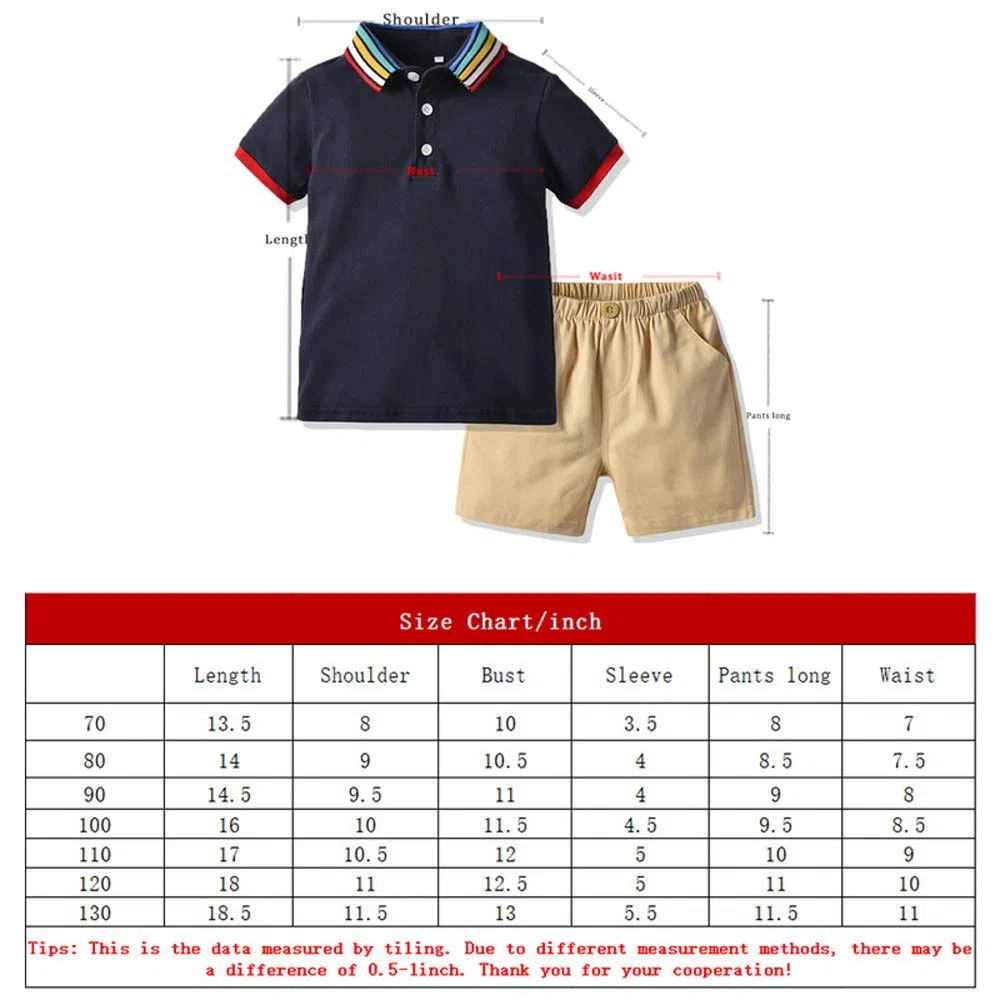 amropi Neonato Bambino Maniche Corte Estate Set A Righe Camicie e Pantaloncini Completini Sportivi
