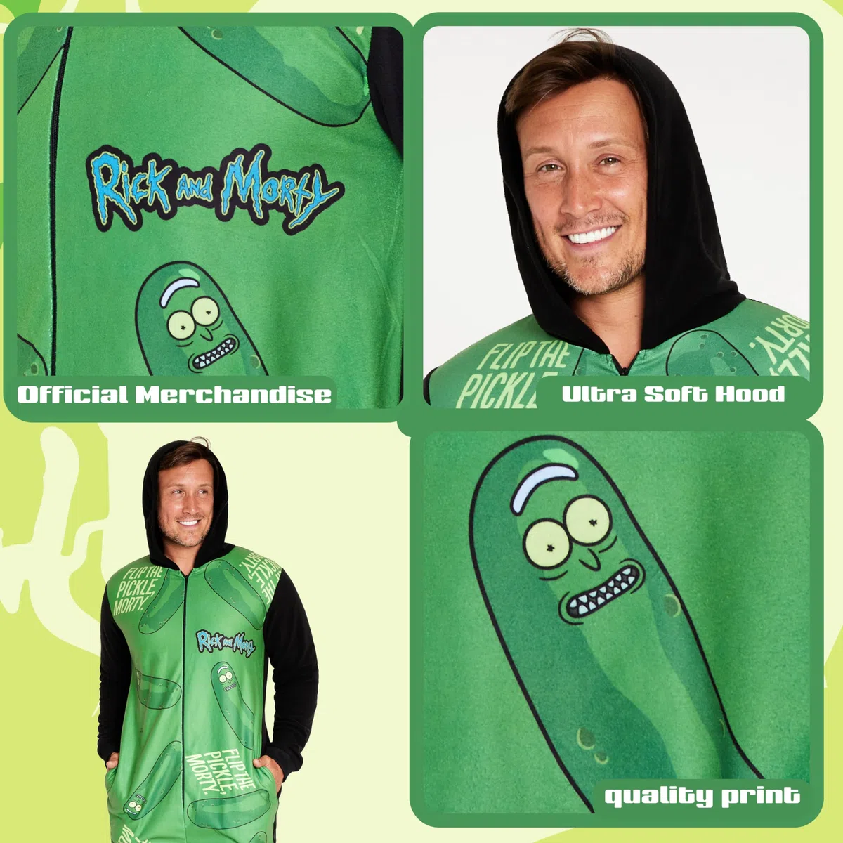 RICK AND MORTY Pigiama Intero Uomo - Caldo Pigiamone in Pile con Cappuccio M-3XL Pigiami Invernali Interi Gadget Regalo