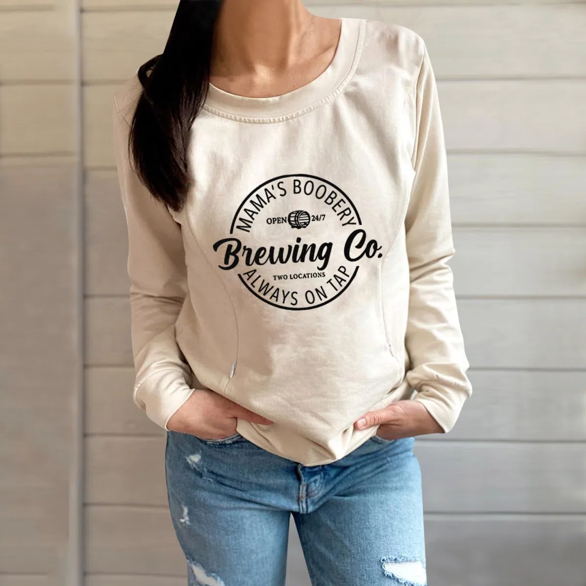 Felpa per Allattamento Premaman Causale da Donna Comoda Zip Pullover per Allattamento al Seno Top Maglione Boobery della Mamma Copri Infermieri