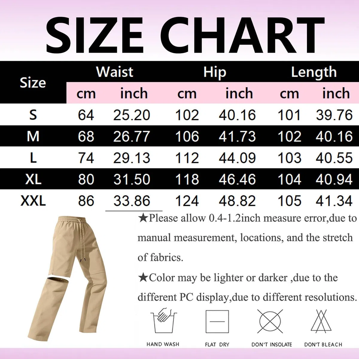 Pantaloni trekking donna con Zip Off leggeri asciugatura rapida resistenti all'acqua con tasche cerniera Donna Asciugatura Rapida Traspiranti Pantaloni Montagna Cerniera per attività All'aperto