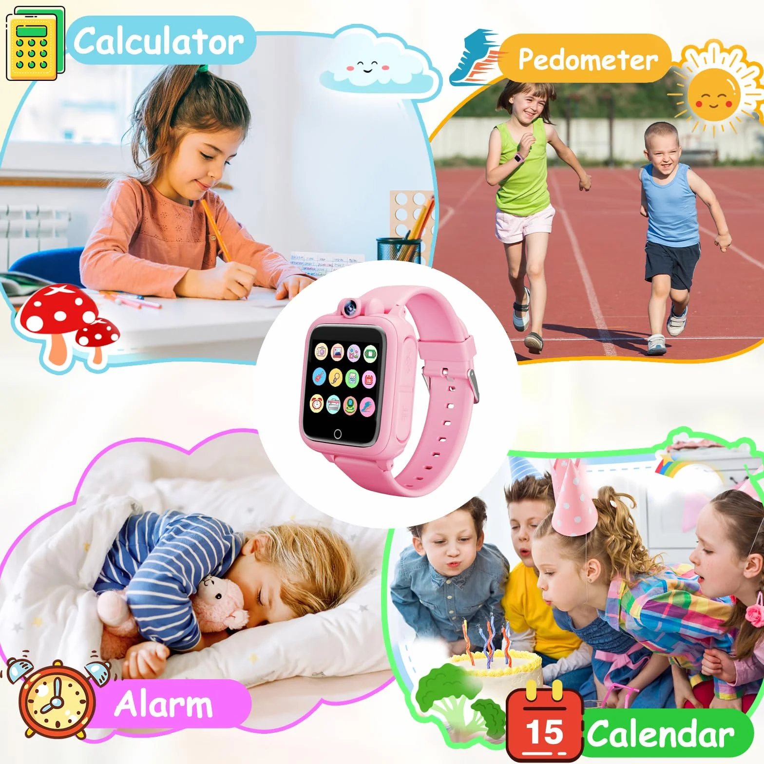 Smartwatch per Bambini, Orologio Bambina, 26 Giochi, Contapassi, Calorico, Fotocamera, Musicale, Torcia, Sveglia, Giocattoli Educativi, Regali di Natale per ragazze e ragazzi dai 2 ai 13 anni