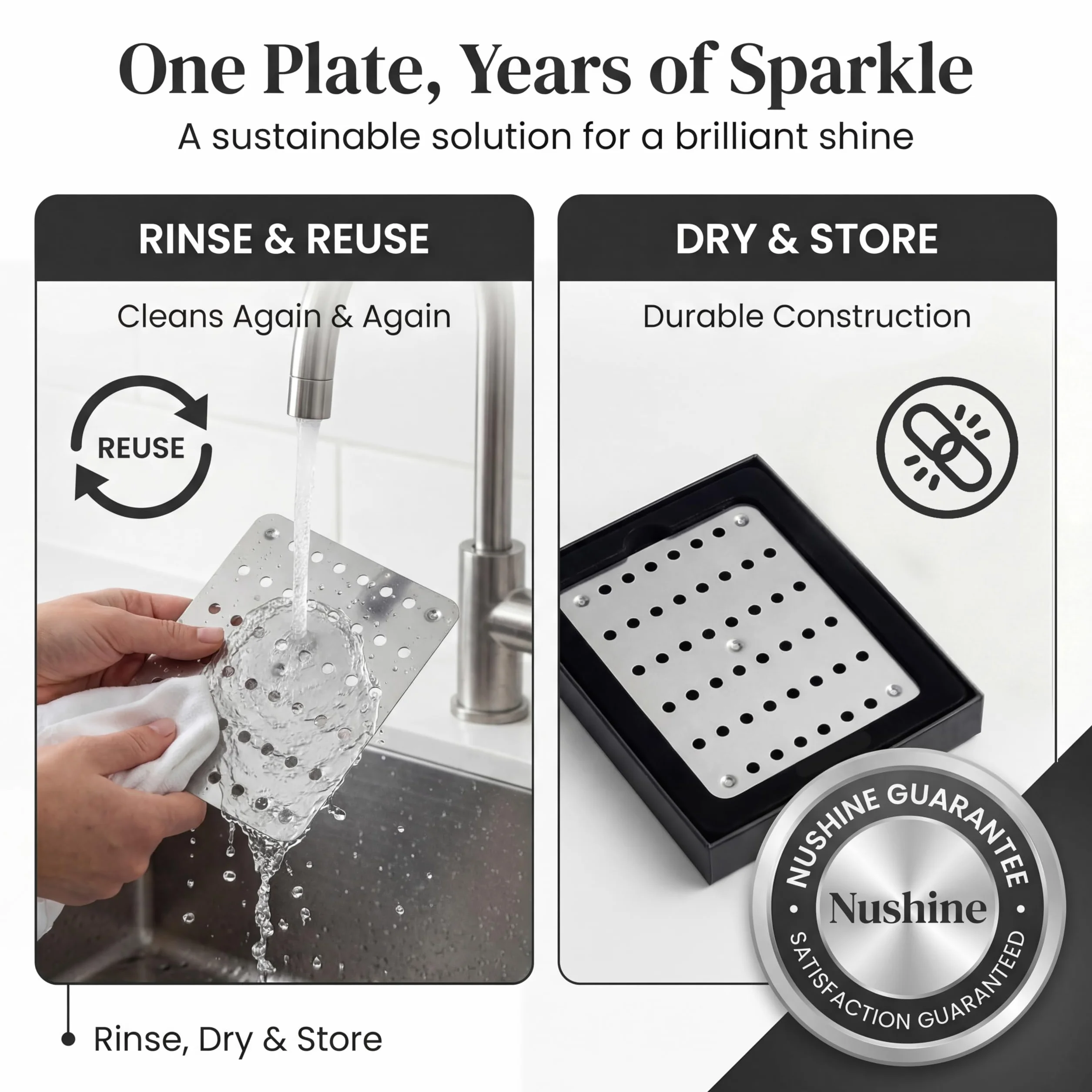 Nushine Magic - Piastra di Pulizia in Argento (Piccola 11,5 x 15,4 cm) – rimuove l'ossidazione e pulisce più Articoli, Riutilizzabile, Senza Sostanze chimiche Aggressive.