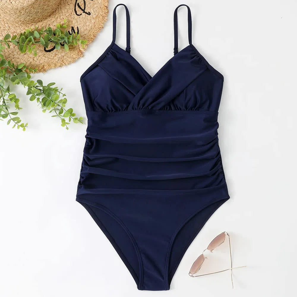 Costume Intero Donna Scollo a V Curvy Costumi da Bagno Contenitivo Intero Modellante Un Pezzo Monokini Mare Piscina Spiaggia Imbottito Costumi Interi Elegante