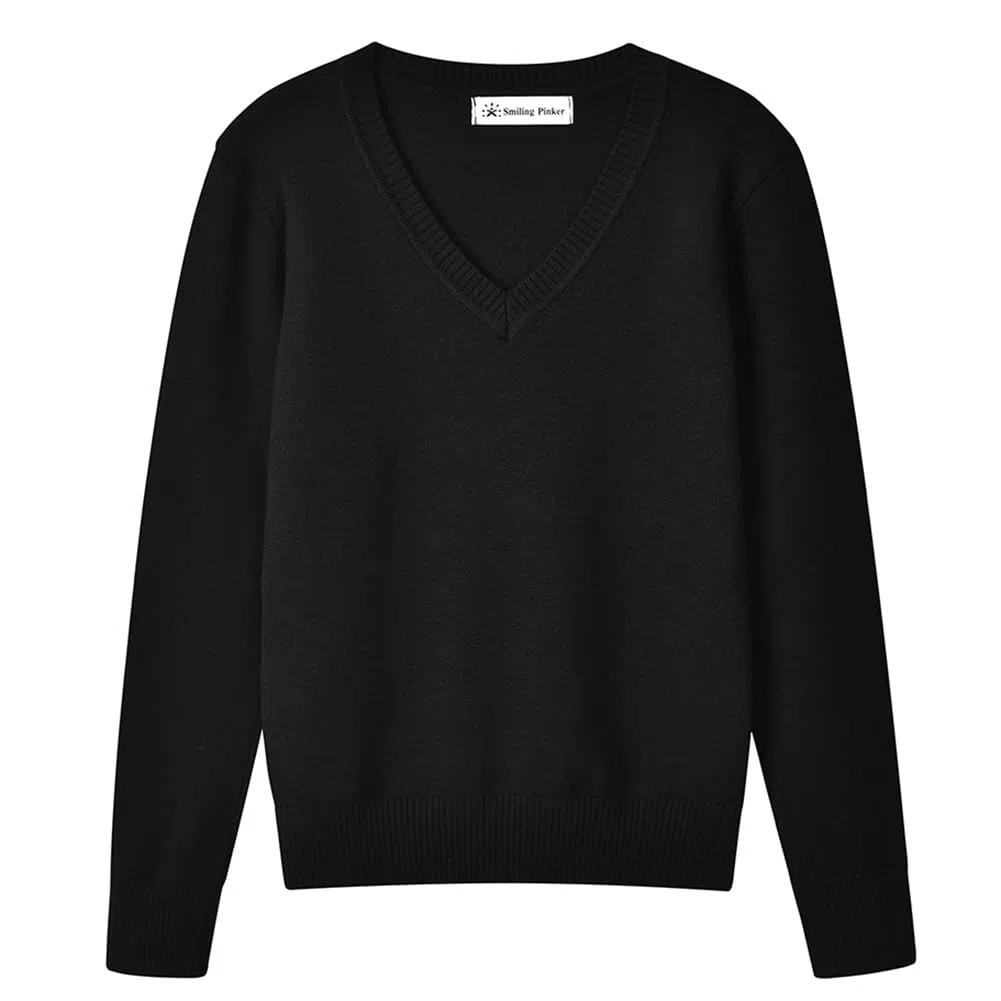 SMILING PINKER Maglione per Ragazzi Scollo V Uniforme Maniche Lunghe in Maglia Maglioni Base