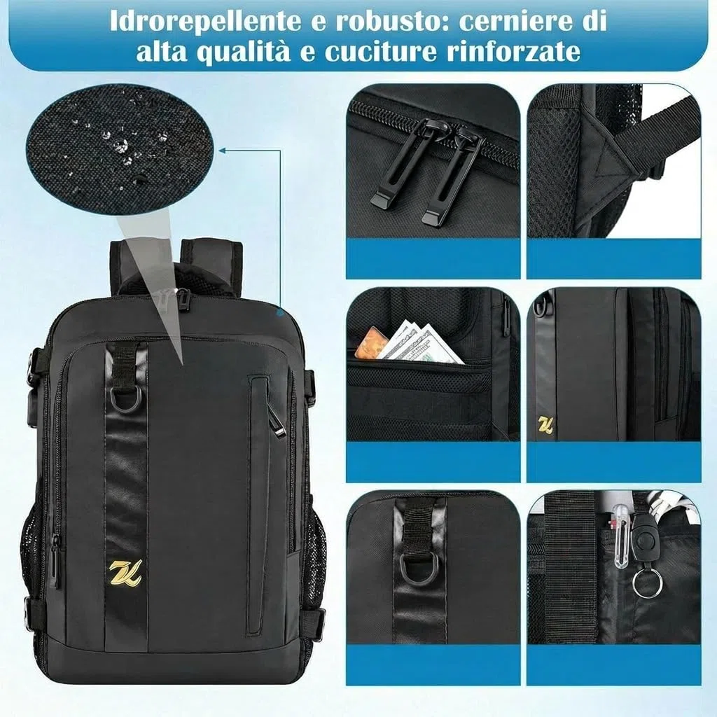 Zaino per Ryanair 40x30x20, Bagaglio a Mano 40x30x20 Ryanair Zaino da Viaggio Aereo Piccolo Borsa da Cabina per Voli Donna Uomo,per Scuola Trekking Lavoro（Schwarz）