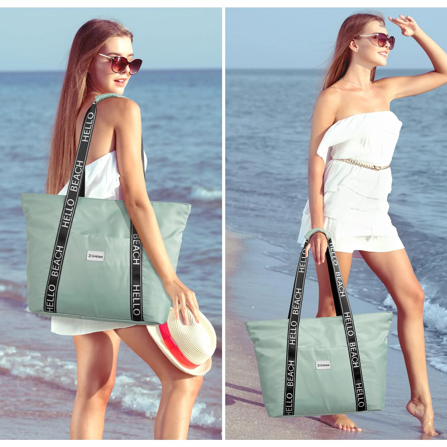 G4Free Borsa da spiaggia impermeabile, a prova di sabbia, borsa a tracolla, borsa da spiaggia, grande borsa sportiva, borsa per la spesa da donna