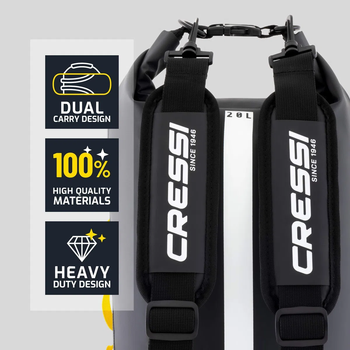 CRESSI dal 1946 - Ocelot Dry Bag - Borsa Stagna Impermeabile Unisex da Mare, Barca e Attività Acquatiche, Disponibile Piccola, Media e Grande
