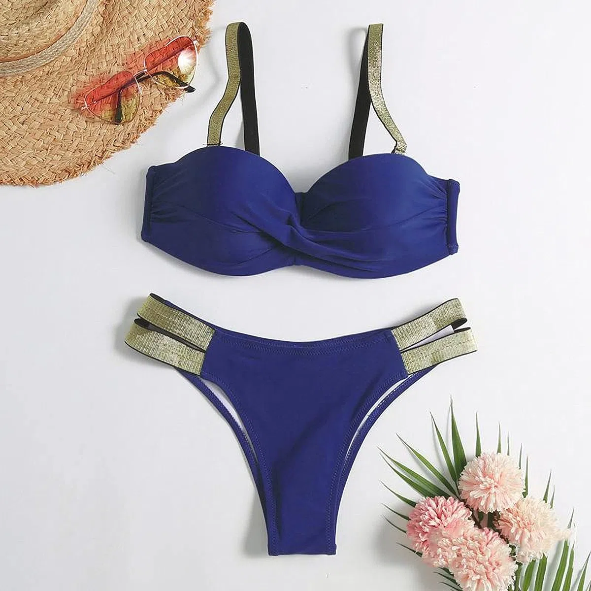 JFAN Costume da Bagno Fluorescenza Bikini a Due Pezzi Costumi da Bagno Halter Push Up Sexy Beachwear