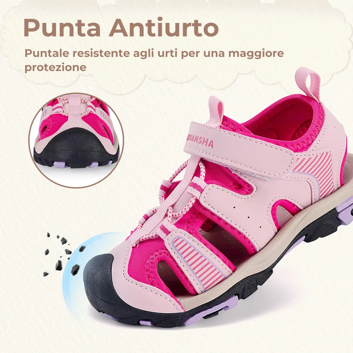 Mishansha Sandali Bambino Bambini Punta Chiusa Sandalo Sportivi Traspirante Antiscivolo Estivi Gr.24-38