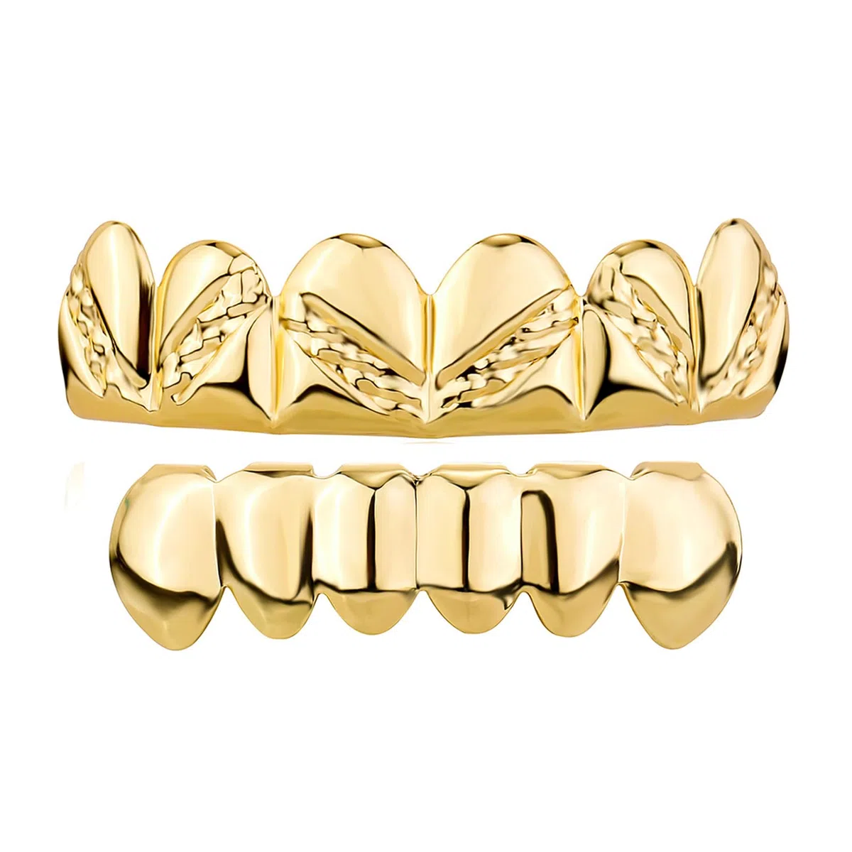 Griglie dentali da uomo Hip Hop da uomo per i tuoi denti, placcate in oro 18 carati, 6 tappi per denti, set per uomini e donne, accessori per costume da rapper, gioielli con barre di stampaggio
